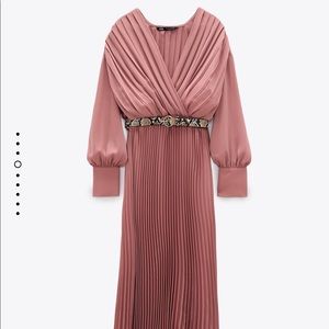 Zara pink pleated dress